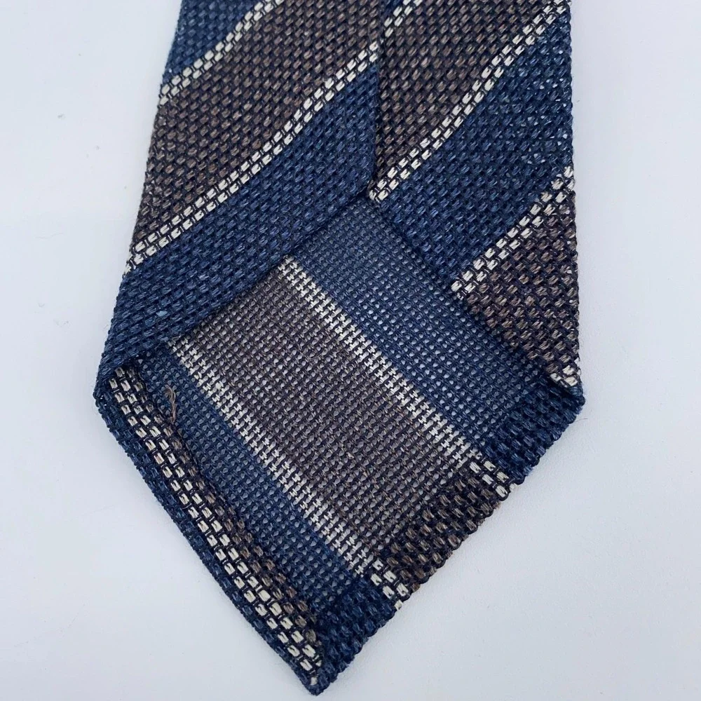 Eton Tie Mens One Size Multi Striped Linen Classic Luxury Necktie Made in Italy